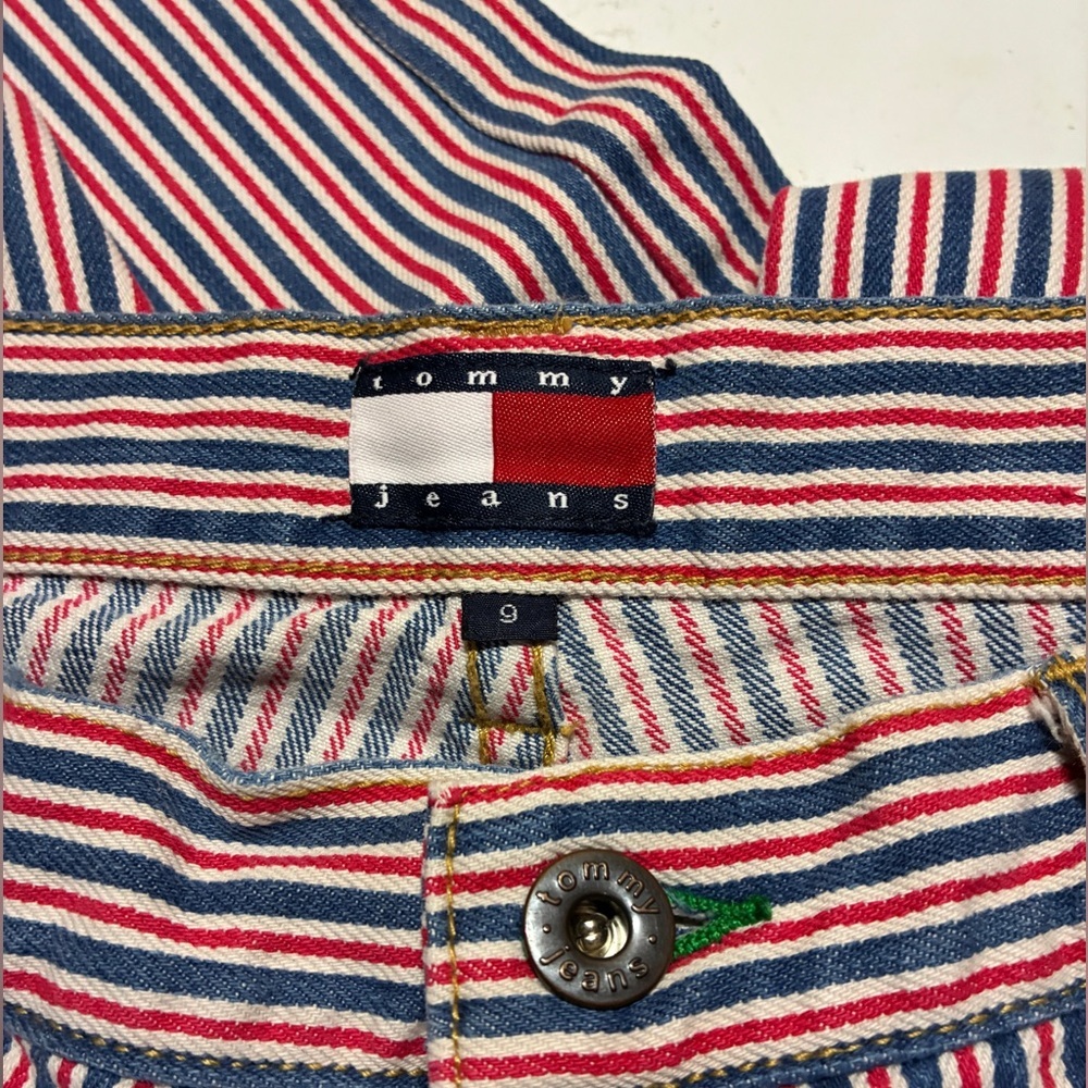 Tommy Hilfiger Vintage 2002, Red, White & Blue Striped Jeans, Wide Leg, Size 9